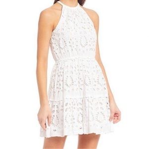 Gianni Bini White Eyelet Halter Dress Sz 10